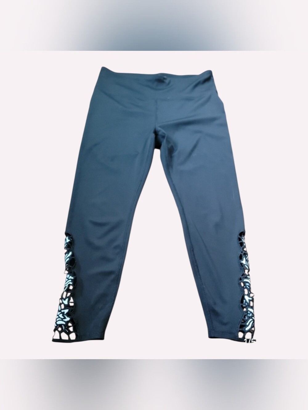 Nanette Lepore Black Leggings with Cutout Lace Panels